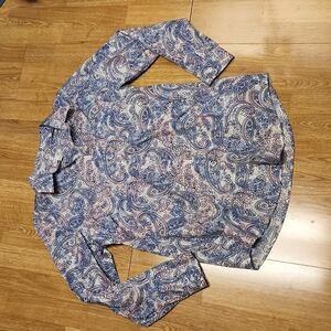 Orvis long sleeve paisley button front shirt sz 14